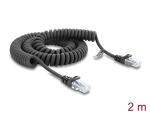 DELOCK RJ50 Spiralkabel Stecker zu Stecker 2 m schwarz