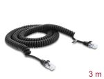 DELOCK RJ50 Spiralkabel Stecker zu Stecker 3 m schwarz