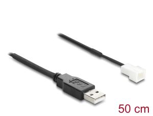 DeLOCK Lüfterkabel USB 2.0 Typ-A Stecker zu 3 Pin (2 Pins belegt) Lüfteranschluss-Stecker 50 cm
