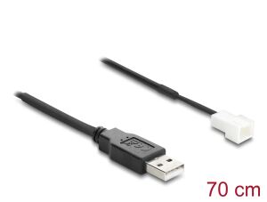 DeLOCK Lüfterkabel USB 2.0 Typ-A Stecker zu 3 Pin (2 Pins belegt) Lüfteranschluss-Stecker 70 cm