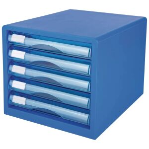 DELI Schubladenbox 5 Schubladen 27,5x34x26cm blau