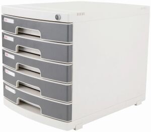 DELI Schubladenbox 5 Schubladen abschließbar HIPS grau
