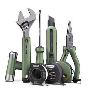 DELI Haushalts-Werkzeug-Set 8-teilig signalgrün