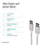 S/CONN maximum connectivity Flexline®-USB Lade-Sync Kabel, USB C Stecker auf USB-C Stecker, 2.0, ABS, weiß, 1,5m