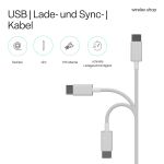 S/CONN maximum connectivity Flexline-USB Lade-Sync Kabel, USB A Stecker auf USB-C Stecker, 2.0, ABS, weiß, 1,0m
