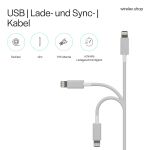 S/CONN maximum connectivity Flexline-USB Lade Kabel, USB-C Stecker auf 8-pin Stecker, PD, weiß, 1,0m