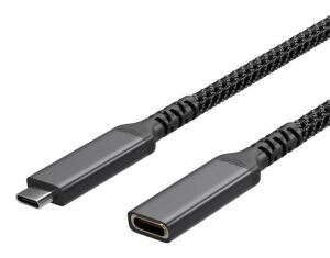 S/CONN maximum connectivity Flexline-USB-C Verlängerungskabel, USB C Stecker auf USB-C Buchse, 3.2, PD, Textil, 0,5m