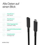 S/CONN maximum connectivity Flexline-USB-C Verlängerungskabel, USB C Stecker auf USB-C Buchse, 3.2, PD, Textil, 0,5m