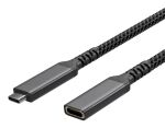 S/CONN maximum connectivity Flexline-USB-C Verlängerungskabel, USB C Stecker auf USB-C Buchse, 3.2, PD, Textil, 1,5m