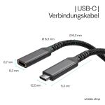 S/CONN maximum connectivity Flexline-USB-C Verlängerungskabel, USB C Stecker auf USB-C Buchse, 3.2, PD, Textil, 1,5m