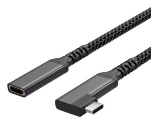 S/CONN maximum connectivity Flexline-USB-C Verlängerungskabel, USB C Stecker auf USB-C Buchse, 3.2, 90°, PD, Textil, 0,5m