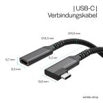 S/CONN maximum connectivity Flexline-USB-C Verlängerungskabel, USB C Stecker auf USB-C Buchse, 3.2, 90°, PD, Textil, 1,5m