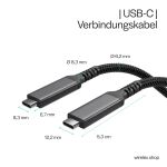 S/CONN maximum connectivity Flexline-USB-C Ladekabel, USB C Stecker auf USB-C Stecker, 3.2, 100W PD, Textil, 2m