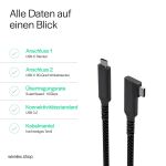 S/CONN maximum connectivity Flexline-USB-C Ladekabel, USB C Stecker auf USB-C Stecker, 3.2, 90°, 100W PD, Textil, 1m