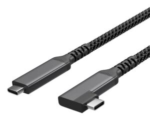 S/CONN maximum connectivity Flexline-USB-C Ladekabel, USB C Stecker auf USB-C Stecker, 3.2, 90°, 100W PD, Textil, 2m