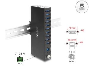 DELOCK Industrie Hub USB 5Gbps 10x USB-A mit 8 kV ESD Schutz