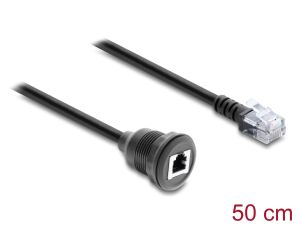 DELOCK Kabel RJ12 Stecker > Buchse zum Einbau 50 cm schwarz
