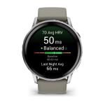 Garmin Venu 4 3,56 cm (1.4") AMOLED 45 mm Digital 454 x 454 Pixel Touchscreen Silber WLAN GPS