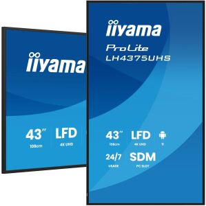 iiyama LH4375UHS-B2AG Signage-Display Digital Signage Flachbildschirm 108 cm (42.5") LCD WLAN 500 cd/m² 4K Ultra HD Schwarz Eingebauter Prozessor Android 11 24/7