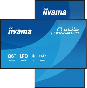 iiyama LH8664UHS-B3AG Signage-Display Digital Signage Flachbildschirm 2,17 m (85.6") WLAN 500 cd/m² 4K Ultra HD Schwarz Eingebauter Prozessor Android 24/7