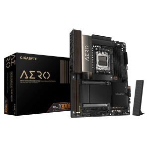 GIGABYTE X870E AERO X3D DARK WOOD Mainboard – Unterstützt AMD Ryzen 9000 CPUs, digitales 16+2+2-Phasen-VRM, bis zu 9000 Hz DDR5 (OC), 2× PCIe 5.0 + 2× PCIe 4.0, Wi-Fi 7, 5-GbE-LAN, USB 4