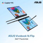 ASUS Vivobook 16 Flip TP3607SA-SI716W Copilot+ PC Intel Core Ultra 7 256V Hybrid (2-in-1) 40,6 cm (16") Touchscreen WUXGA 16 GB LPDDR5x-SDRAM 512 GB SSD Wi-Fi 7 (802.11be) Windows 11 Home Grau QWERTZ Deutsch