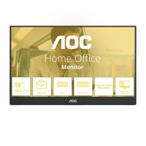AOC 16T20E2 TV-Gerät/Monitor tragbar Tragbarer Monitor Schwarz 39,6 cm (15.6") LED 1920 x 1080 Pixel