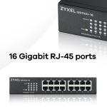 Zyxel GS1100-16 Unmanaged Gigabit Ethernet (10/100/1000) Schwarz