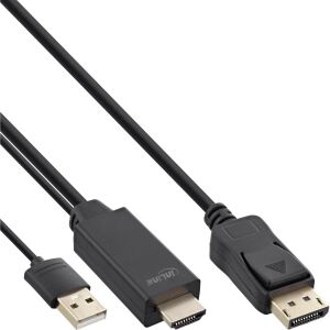 INTOS HDMI zu DisplayPort Konverter Kabel - 4K/30Hz - schwarz - 2m