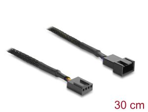 DeLOCK Lüfter Verlängerungskabel PWM Stecker zu Buchse 4 Pin mit Geflechtummantelung 30 cm schwarz