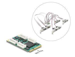 DELOCK Mini PCIe I/O full size Karte > 8x seriell RS-232 DB9