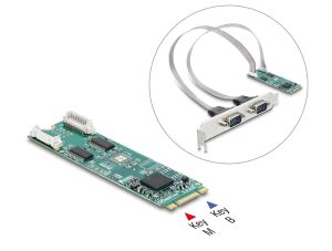 DELOCK M.2 Karte zu 2x Seriell RS-232 DB9 Standard/Low Prof.