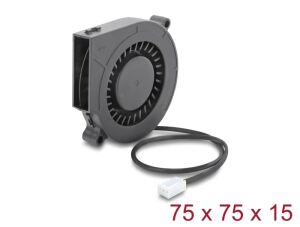 DeLOCK Radiallüfter / Lüftergebläse 12 V DC 75 x 75 x 15 mm mit 3-Pin Lüfteranschluss, schwarz