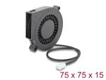 DeLOCK Radiallüfter / Lüftergebläse 12 V DC 75 x 75 x 15 mm mit 3-Pin Lüfteranschluss, schwarz