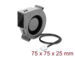 DeLOCK Radiallüfter / Lüftergebläse 12 V DC 75 x 75 x 25 mm mit 3-Pin Lüfteranschluss, schwarz