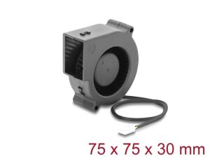 DeLOCK Radiallüfter / Lüftergebläse 12 V DC 75 x 75 x 30 mm mit 3-Pin Lüfteranschluss, schwarz