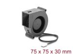 DeLOCK Radiallüfter / Lüftergebläse 12 V DC 75 x 75 x 30 mm mit 3-Pin Lüfteranschluss, schwarz