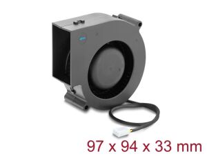 DeLOCK Radiallüfter / Lüftergebläse 12 V DC 97 x 94 x 33 mm mit 3-Pin Lüfteranschluss, schwarz