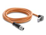 DeLOCK M12 Kabel X-kodiert 8 Pin Stecker gerade zu RJ45 Stecker nach oben gewinkelt S/FTP geschirmt 2 m orange