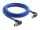 DeLOCK M12 Kabel X-kodiert 8 Pin Stecker nach unten gewinkelt zu RJ45 Stecker nach oben gewinkelt S/FTP geschirmt 2 m blau