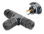 DELOCK Kabelverbinder T-Form mit Klemmverbind. 3 Pin, IP68