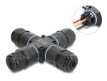 DELOCK Kabelverbinder X-Form mit Klemmverbind. 3 Pin, IP68