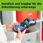 DYMO LetraTag LT-100H Beschriftungsgerät Handgerät | Tragbares Etikettiergerät mit ABC Tastatur | blau | Ideal fürs Büro oder zu Hause | Schwarz