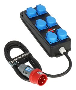 Brennenstuhl 1151480010 Verlängerungskabel 2 m 6 AC-Ausgänge Draußen Schwarz, Blau