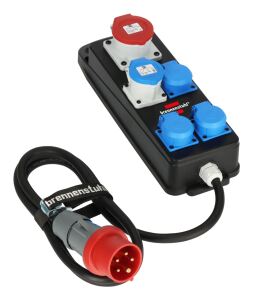 Brennenstuhl 1151480020 Verlängerungskabel 2 m 5 AC-Ausgänge Draußen Schwarz, Blau, Rot