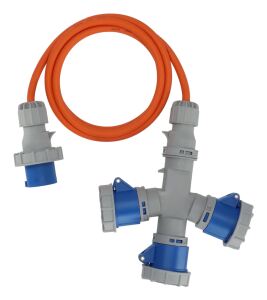 Brennenstuhl 1167670205 Verlängerungskabel 2 m 3 AC-Ausgänge Draußen Orange, Blau, Grau