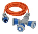 Brennenstuhl 1167670205 Verlängerungskabel 2 m 3 AC-Ausgänge Draußen Orange, Blau, Grau