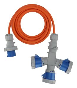 Brennenstuhl 1167670205 Verlängerungskabel 5 m 3 AC-Ausgänge Draußen Orange, Blau, Grau