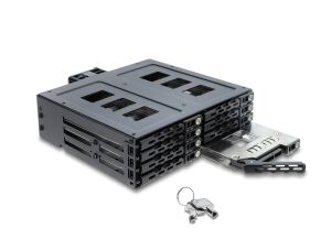 DeLOCK 5.25″ Wechselrahmen für 8 x 2.5″ SATA oder SAS HDD / SSD mit Schloss