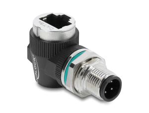 DELOCK M12 Adapter D-kodiert 4 Pin St zu RJ45 Bu gewinkelt
